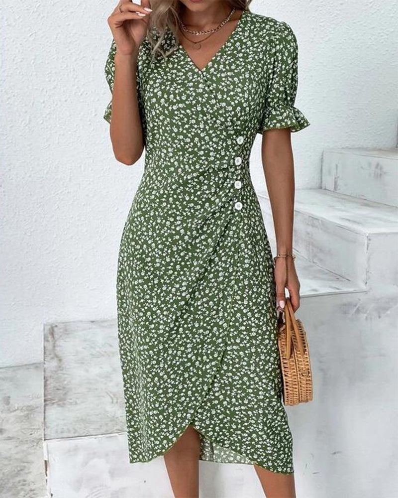 Ophelia White V-Neck Midi Dress