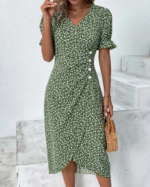 Ophelia White V-Neck Midi Dress