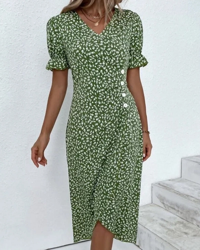 Ophelia White V-Neck Midi Dress