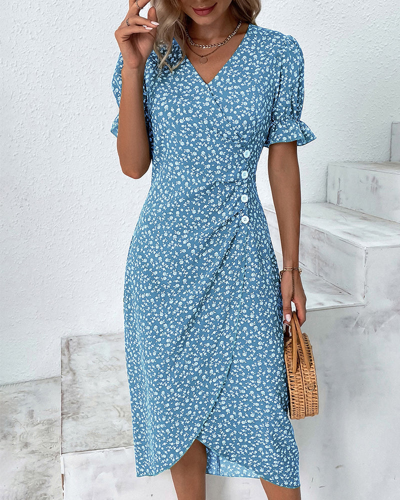 Ophelia White V-Neck Midi Dress