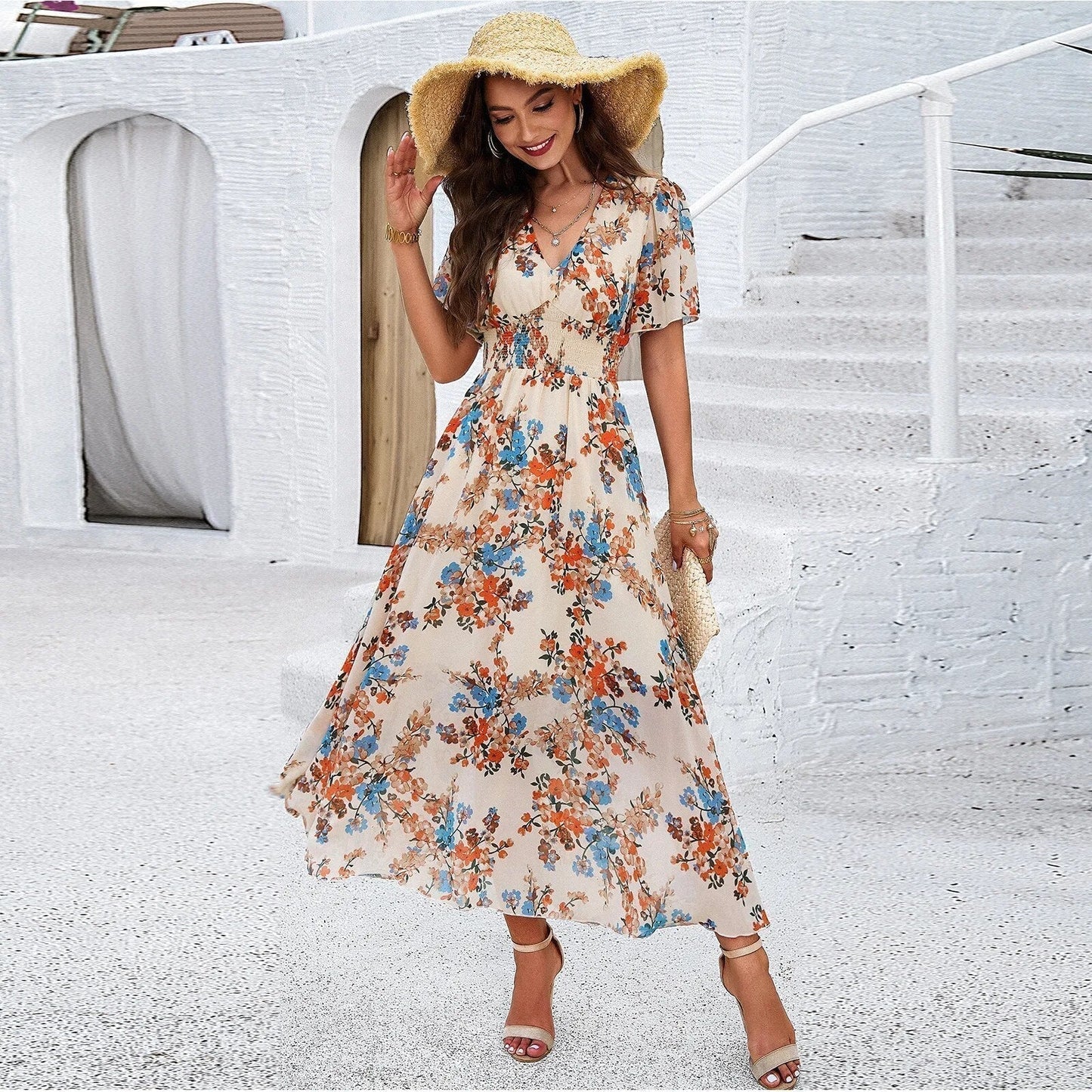 Lena Floral Knee-Length Dress