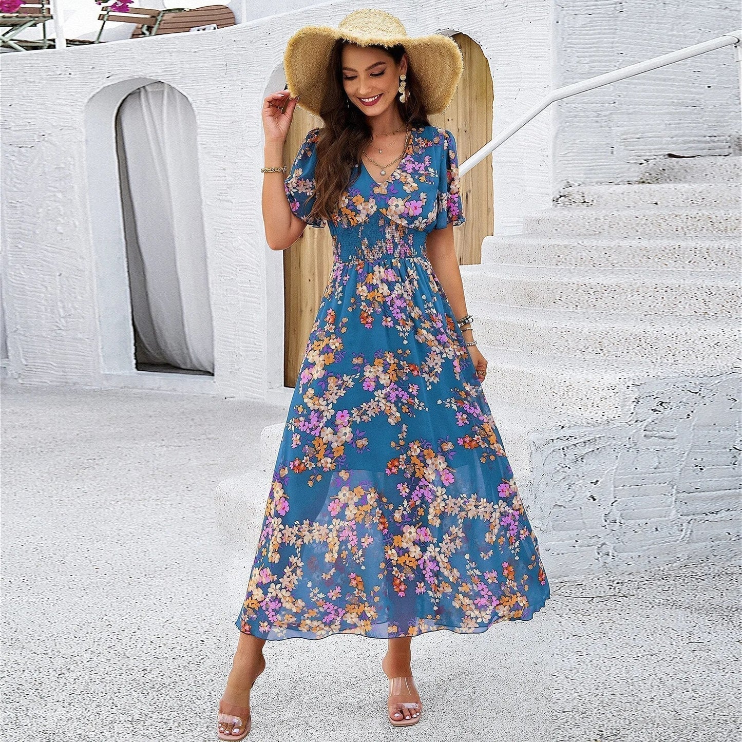 Lena Floral Knee-Length Dress