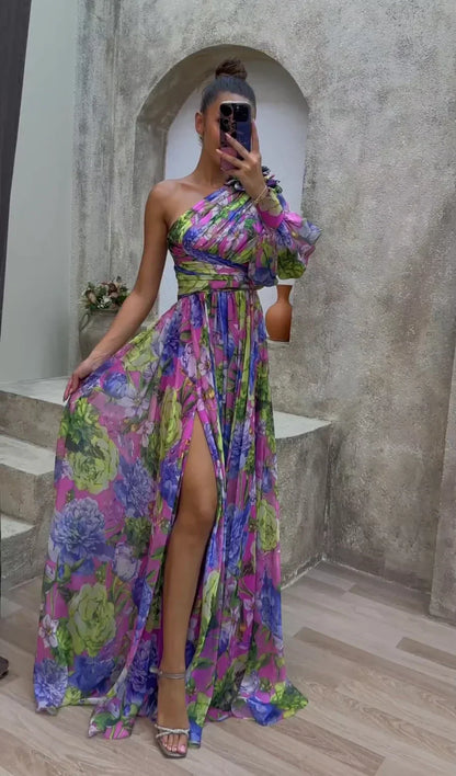 Marbella One-Shoulder Floral Dress