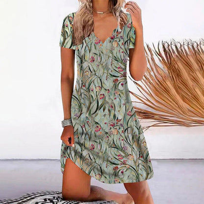 Poppy V-Neck Floral Mini Dress