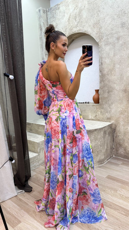 Marbella One-Shoulder Floral Dress