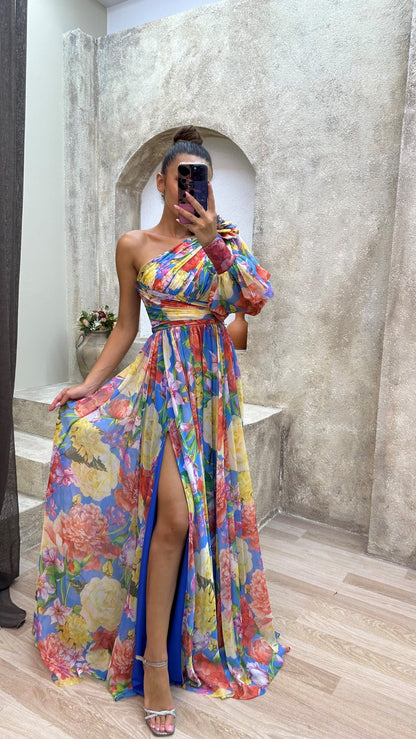 Marbella One-Shoulder Floral Dress