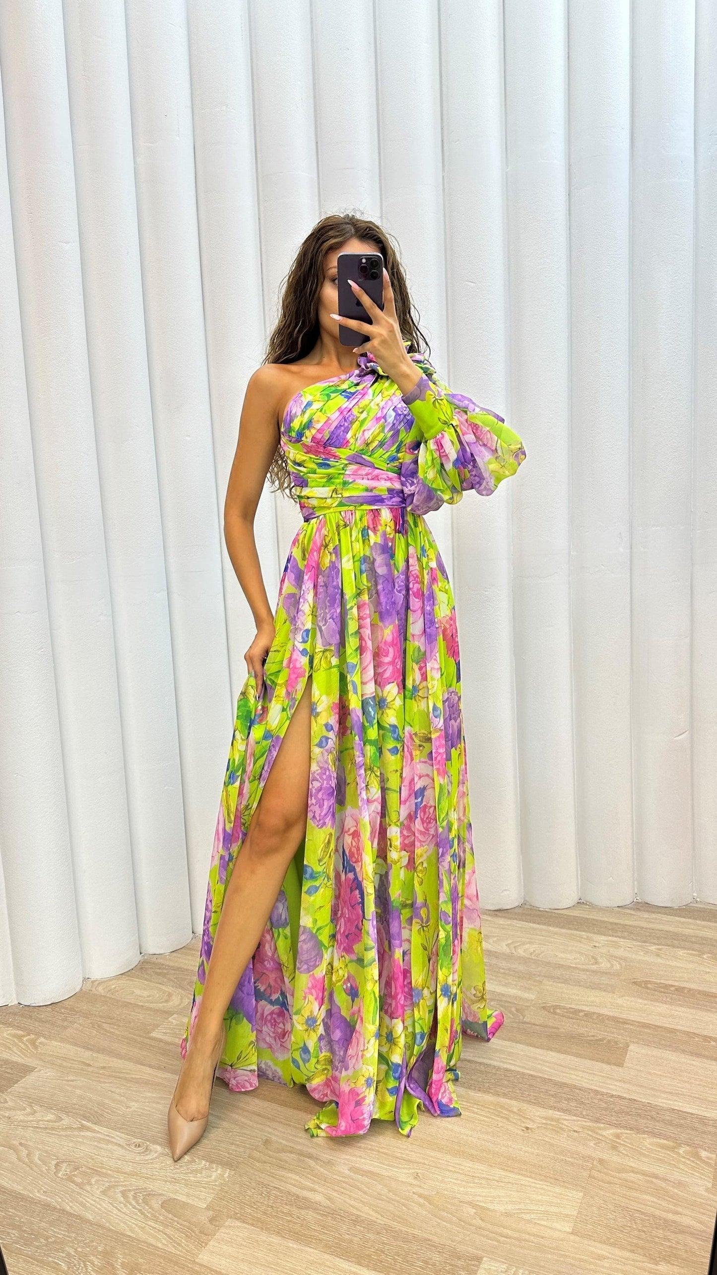 Marbella One-Shoulder Floral Dress