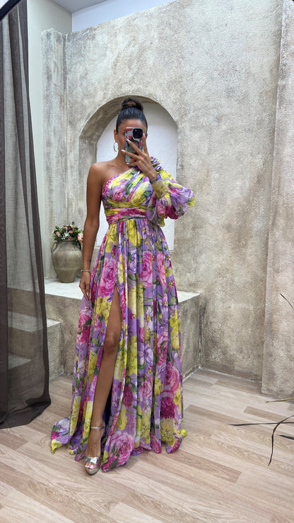 Marbella One-Shoulder Floral Dress