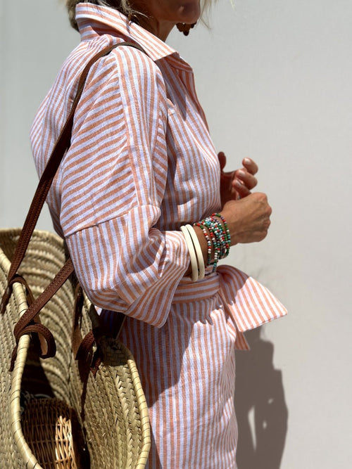 Marin Striped Lace Trim Dress