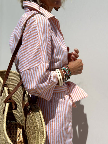 Marin Striped Lace Trim Dress