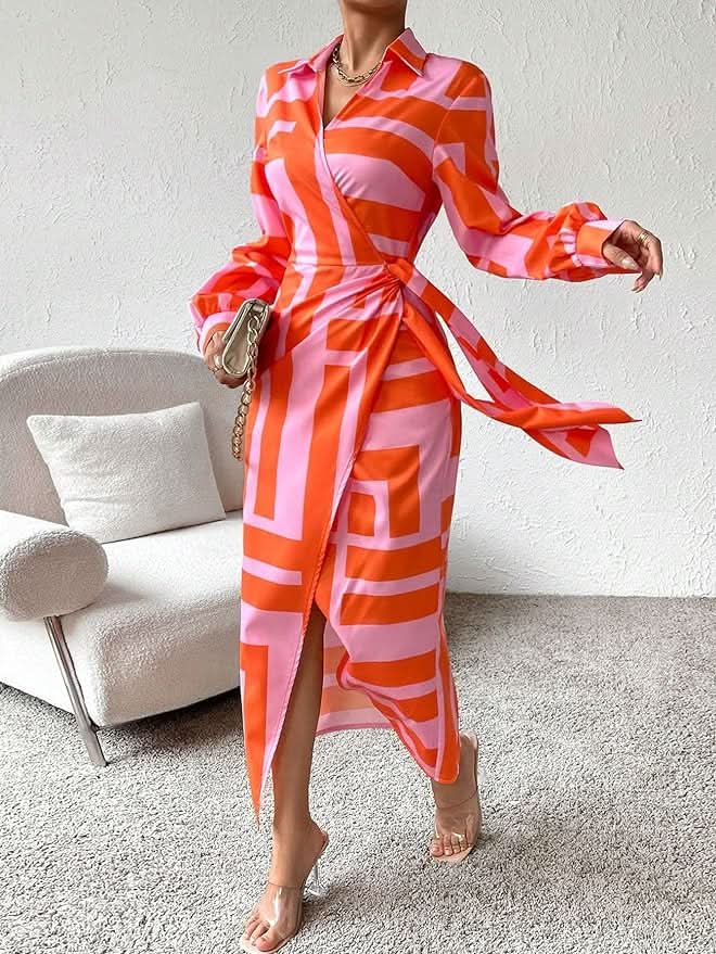 Vienna Striped Wrap Dress