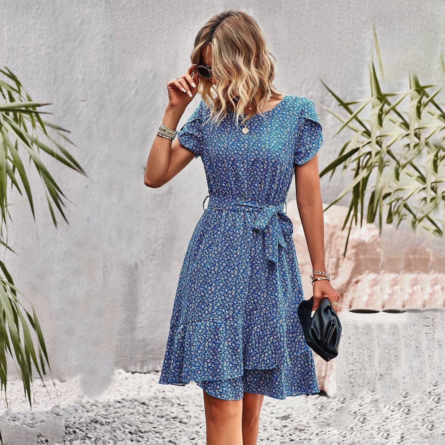Iris Floral Belted Dress