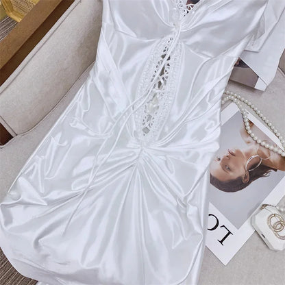Serena Satin Lace-Up Midi Dress