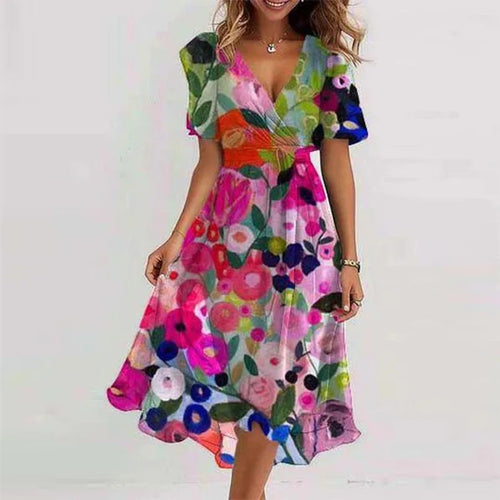 Celine Deep V Print Dress