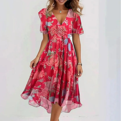 Celine Deep V Print Dress