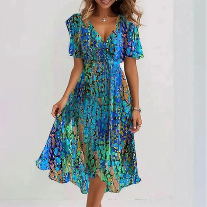 Celine Deep V Print Dress