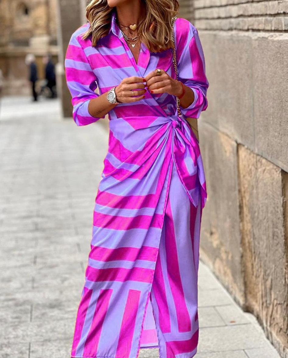 Vienna Striped Wrap Dress