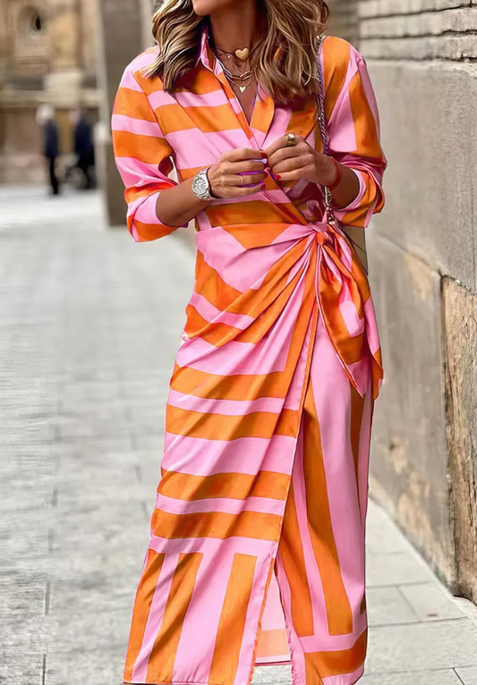 Vienna Striped Wrap Dress