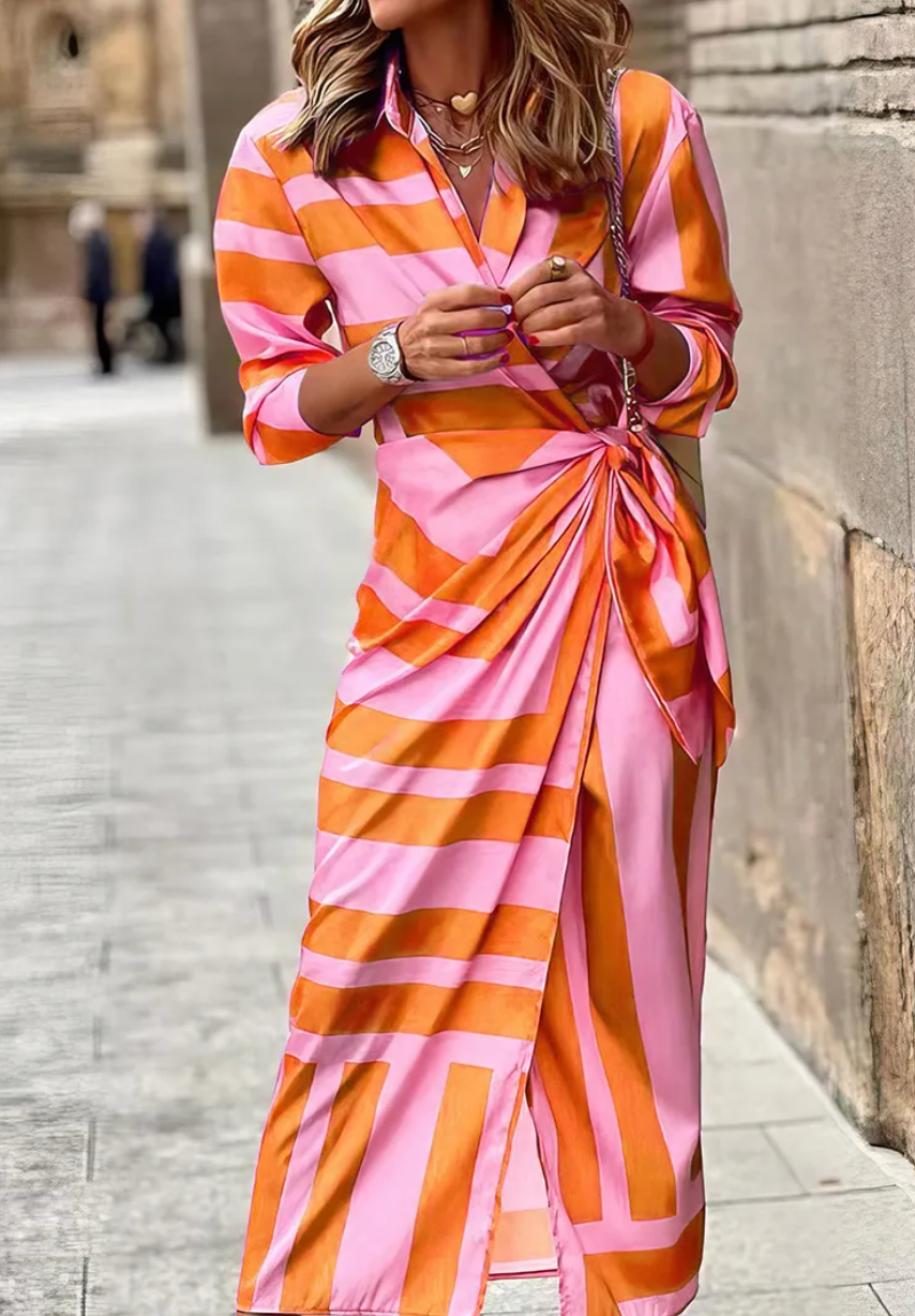 Vienna Striped Wrap Dress