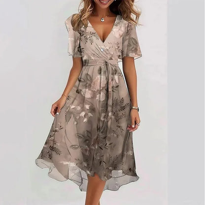 Celine Deep V Print Dress