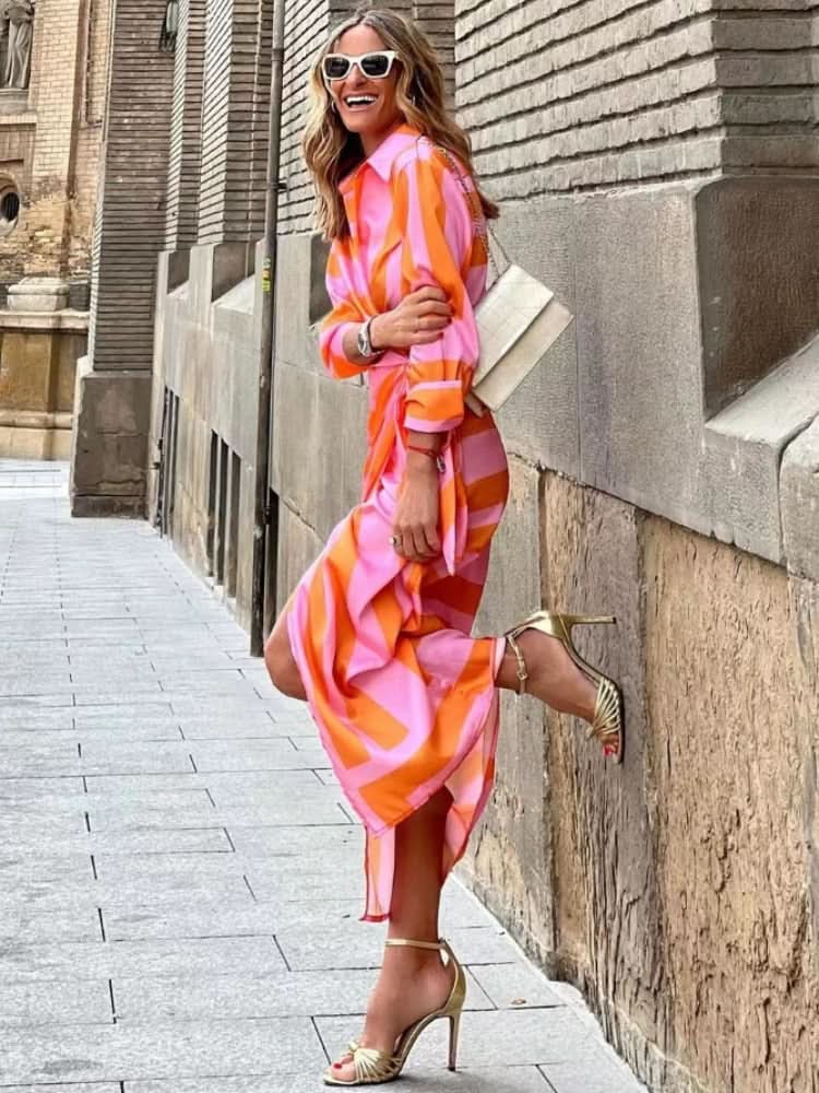 Vienna Striped Wrap Dress