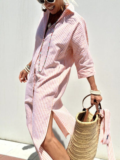 Marin Striped Lace Trim Dress