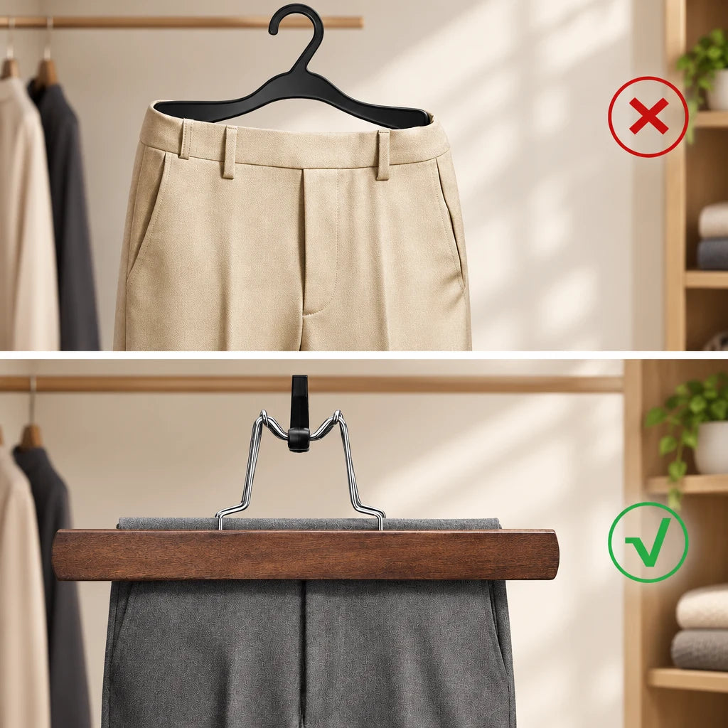 Cintre pince pantalon en bois antidérapant Coreji — vue produit 2