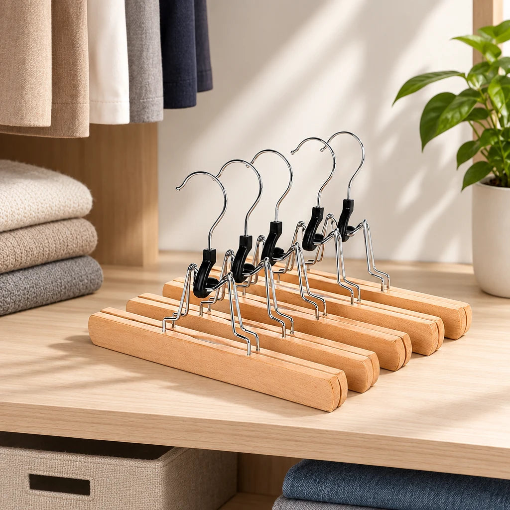 Cintre pince pantalon en bois antidérapant Coreji — vue produit 3