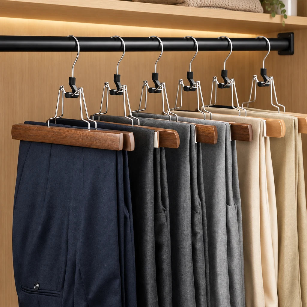 Cintre pince pantalon en bois antidérapant Coreji — vue produit 4
