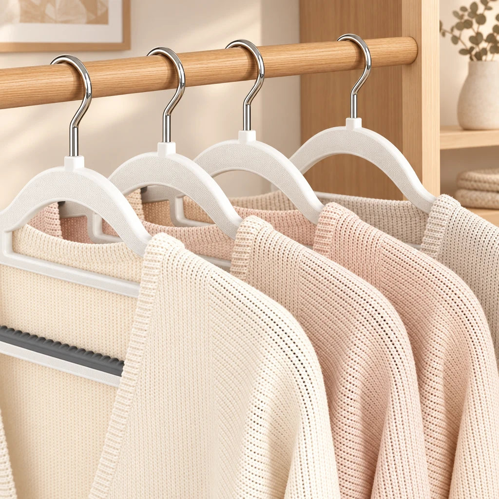 Cintres plastique antidérapants Coreji — coloris blanc
