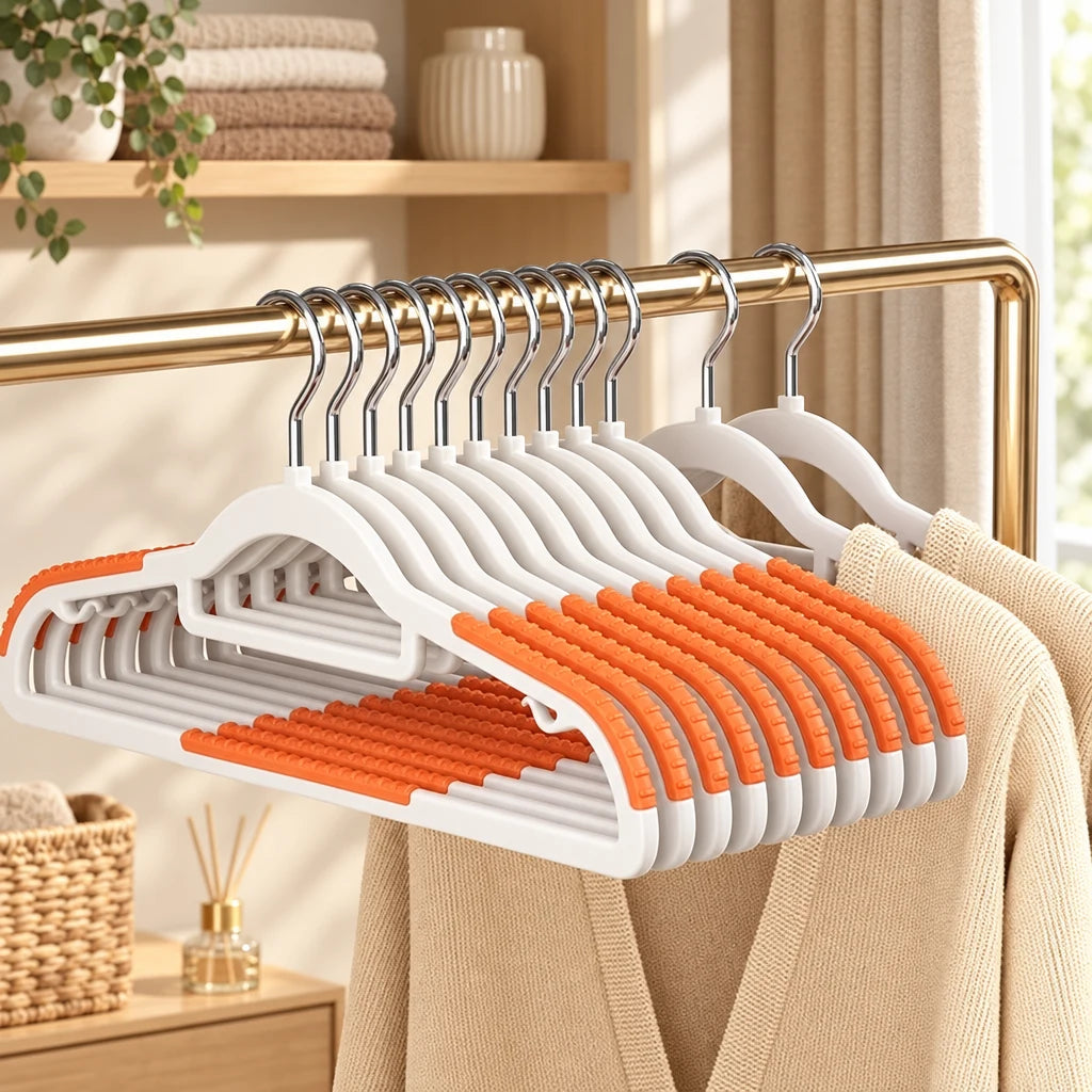 Cintres plastique antidérapants Coreji — coloris orange