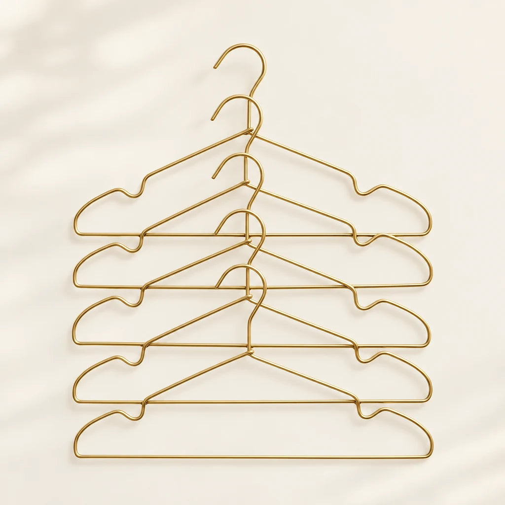 Lot de 10 cintres métal premium Coreji — finition or avec encoches