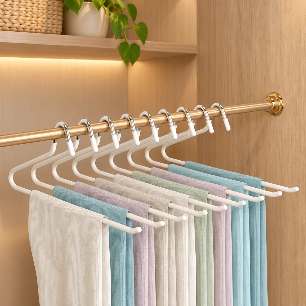 Cintres pantalon gain de place Coreji — utilisation et coloris disponibles
