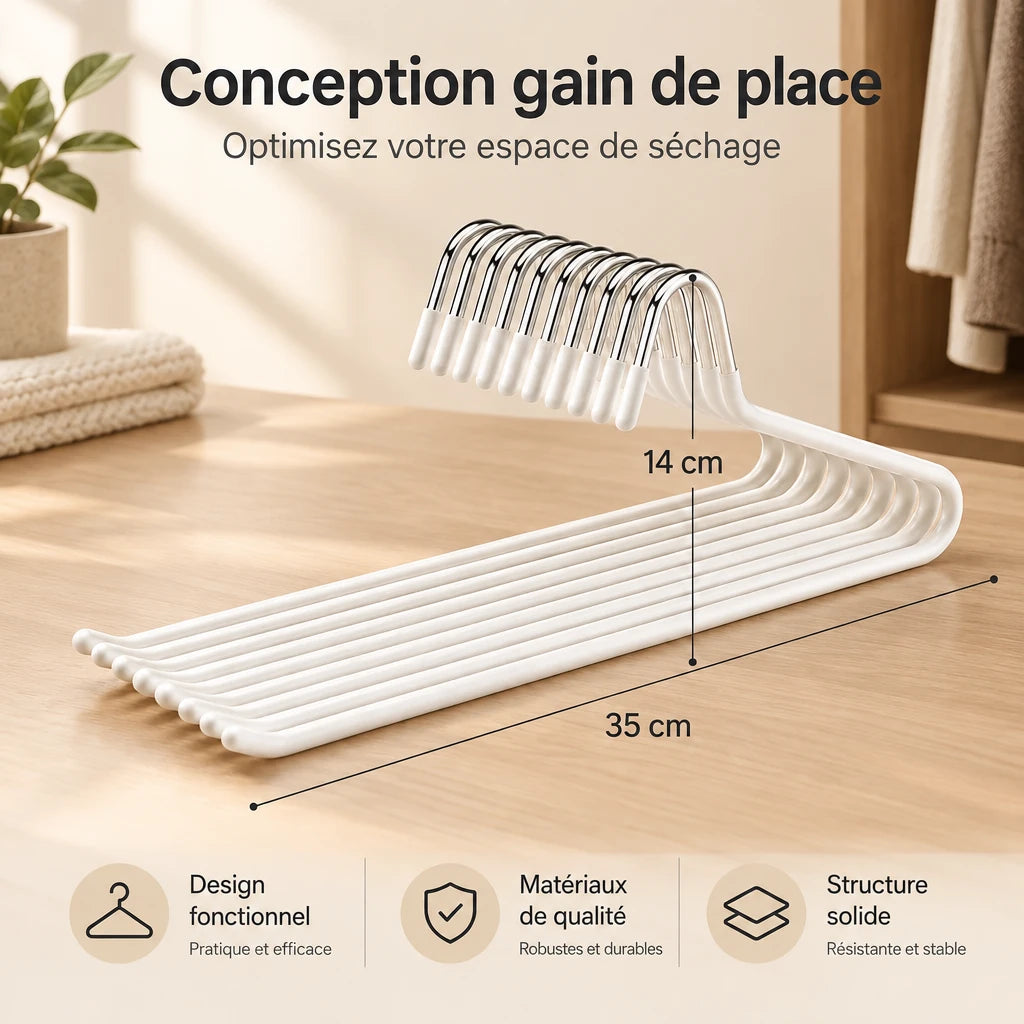 Cintres pantalon gain de place Coreji — dimensions 35 × 14 cm