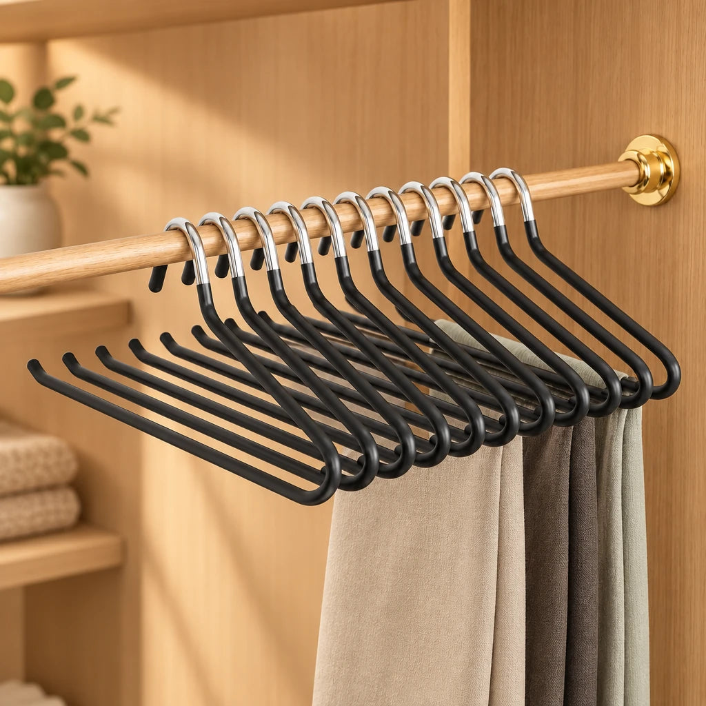 Cintres pantalon gain de place Coreji — coloris noir en utilisation
