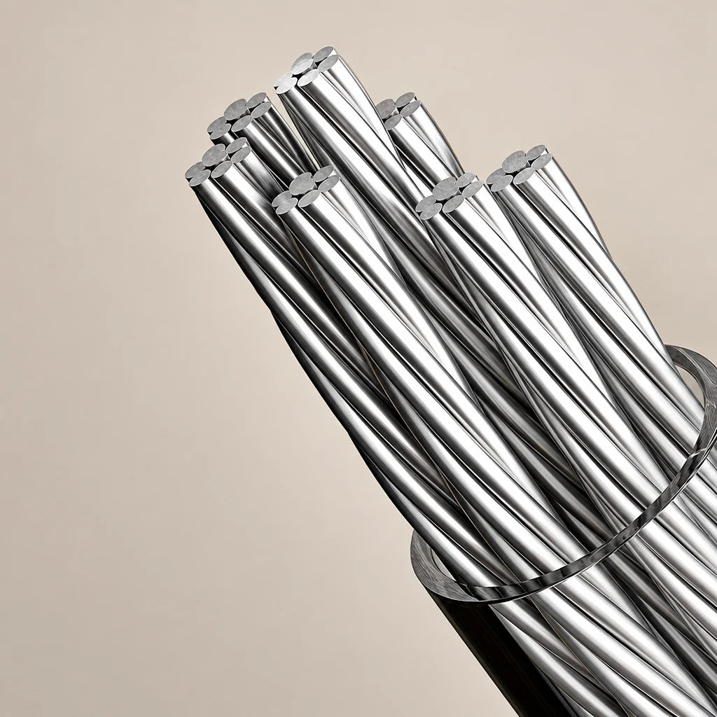 Corde à linge rétractable en acier inoxydable Coreji — détail du câble métallique