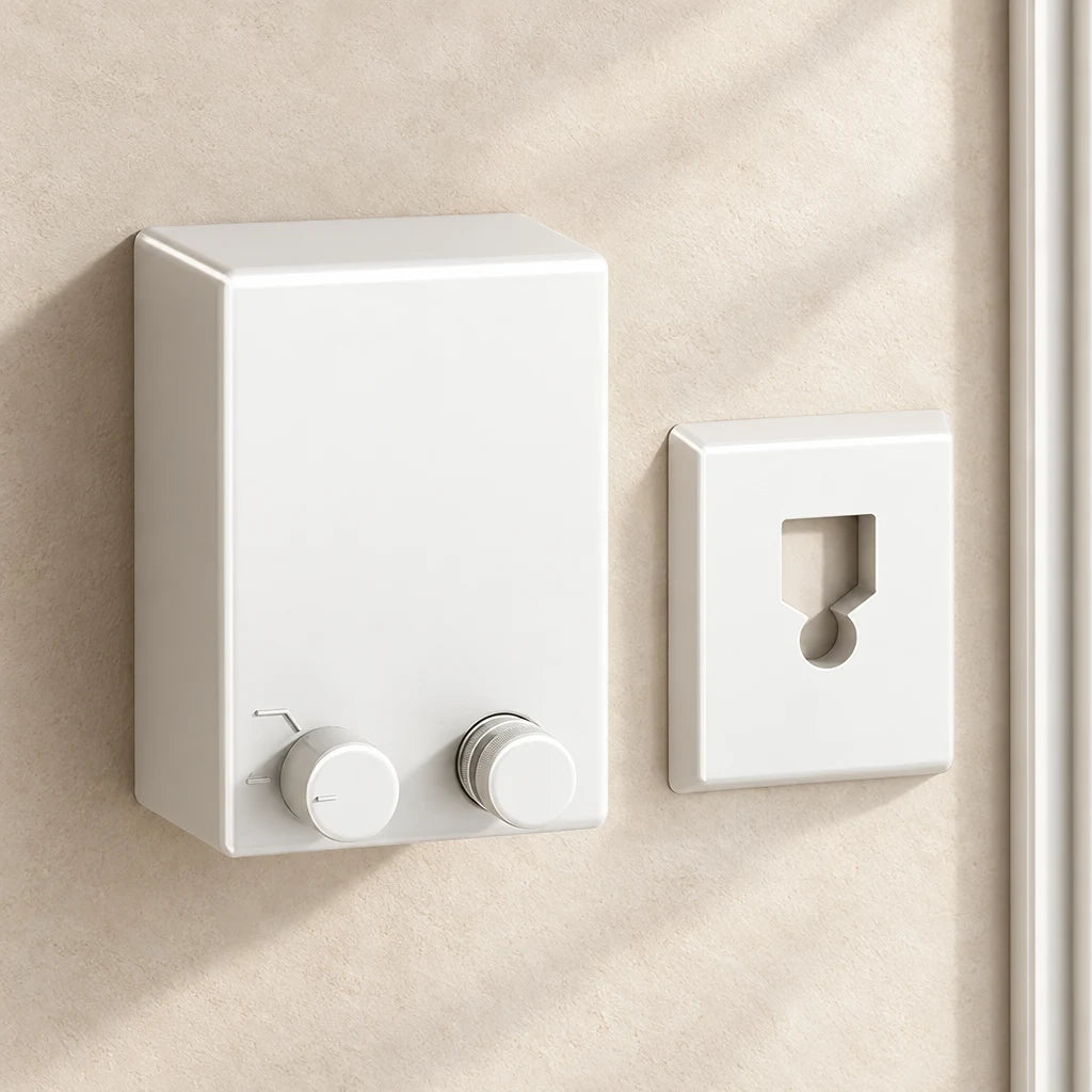 Corde à linge rétractable en acier inoxydable Coreji — finition blanche installée
