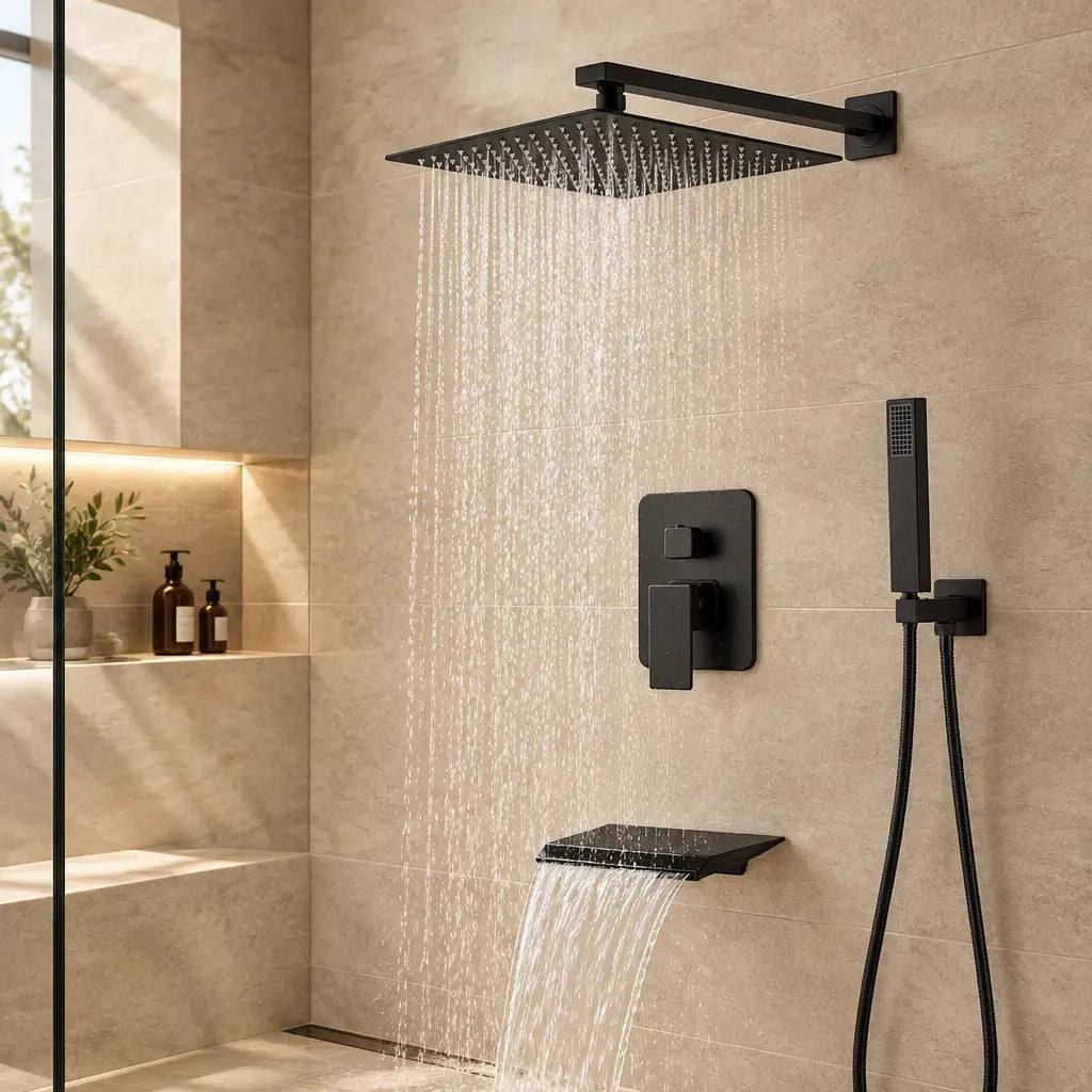 Système de douche encastré Coreji installé dans une salle de bain