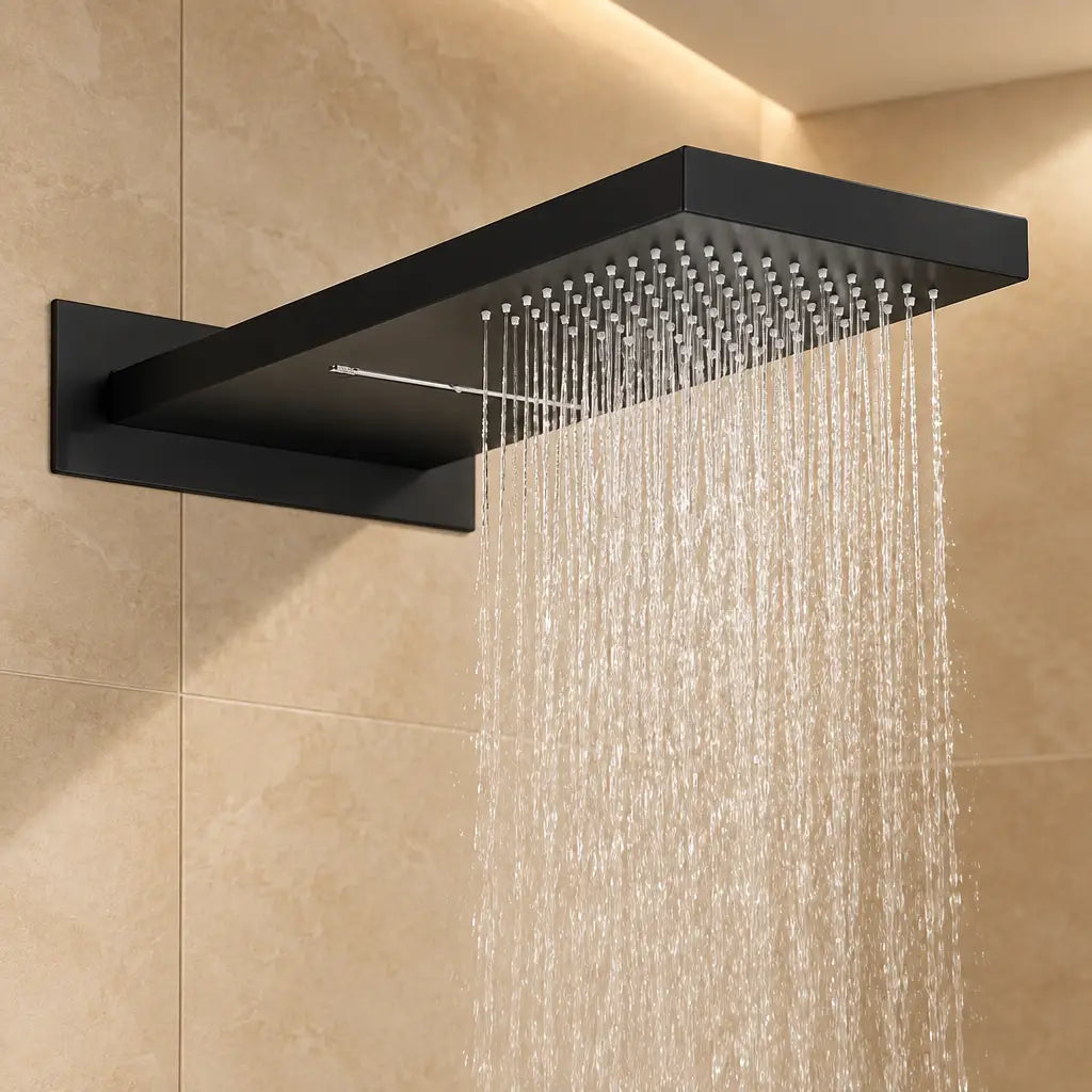 Détail de la douche pluie et cascade Coreji