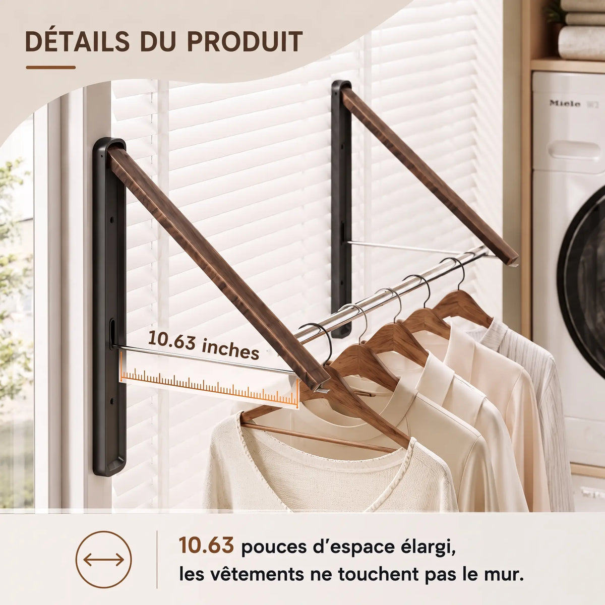 Étendoir mural rétractable Coreji – système pliable