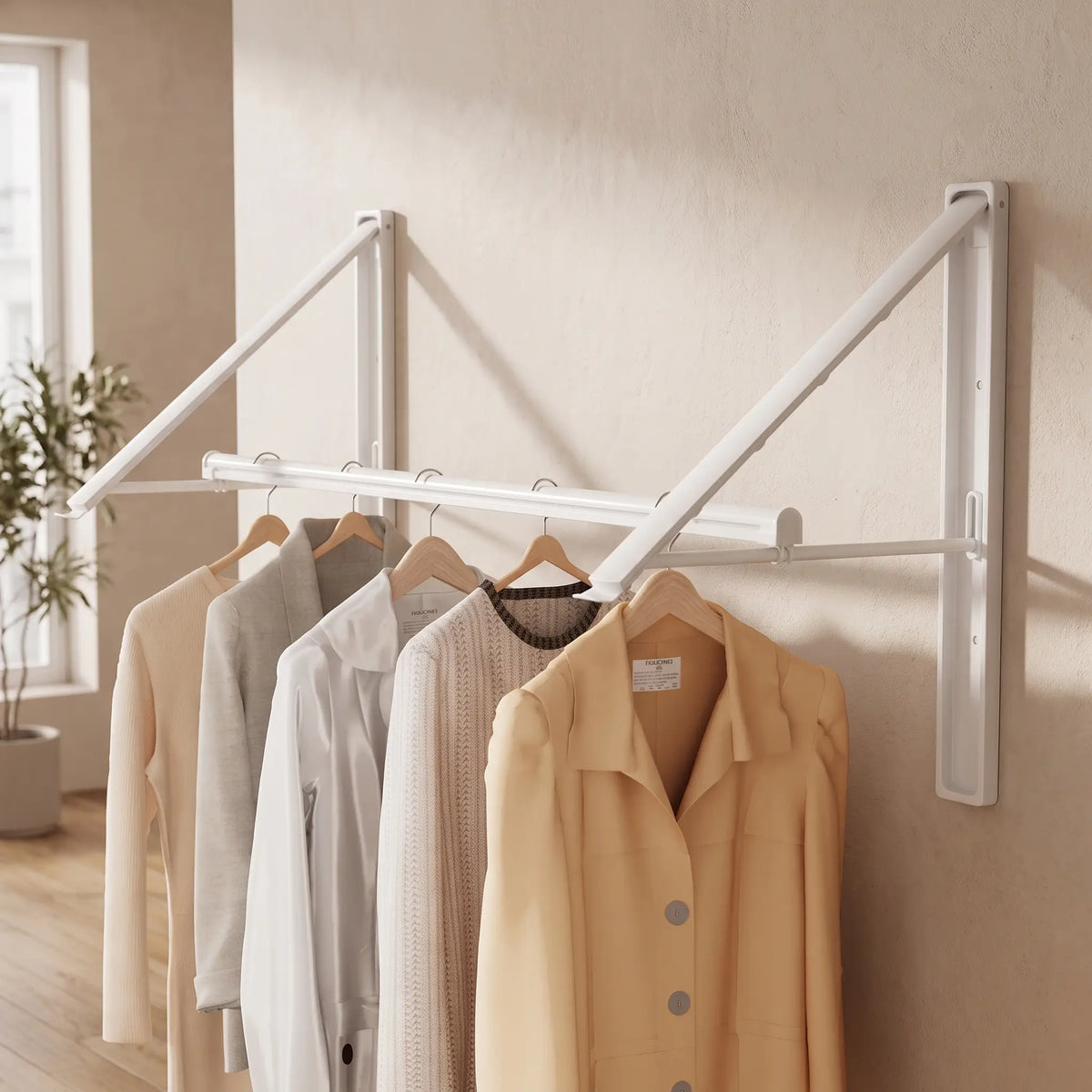 Étendoir mural rétractable Coreji 80 cm métal blanc
