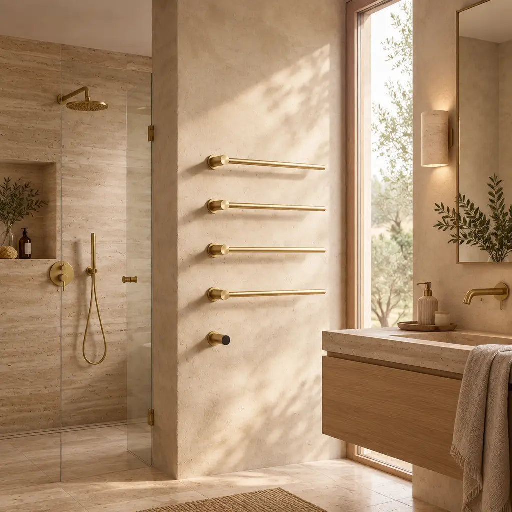 Sèche-serviettes encastrable Coreji dans une salle de bain premium