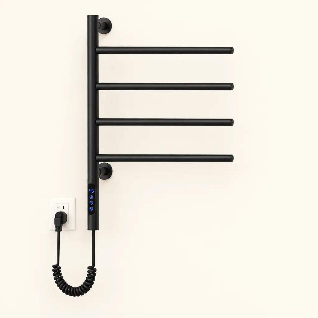 Sèche-serviettes rotatif Coreji – noir mat 4 barres