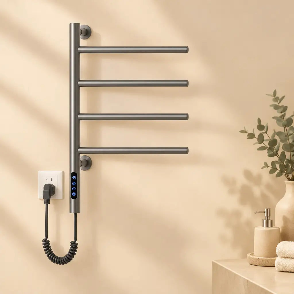 Sèche-serviettes rotatif Coreji – gris 4 barres