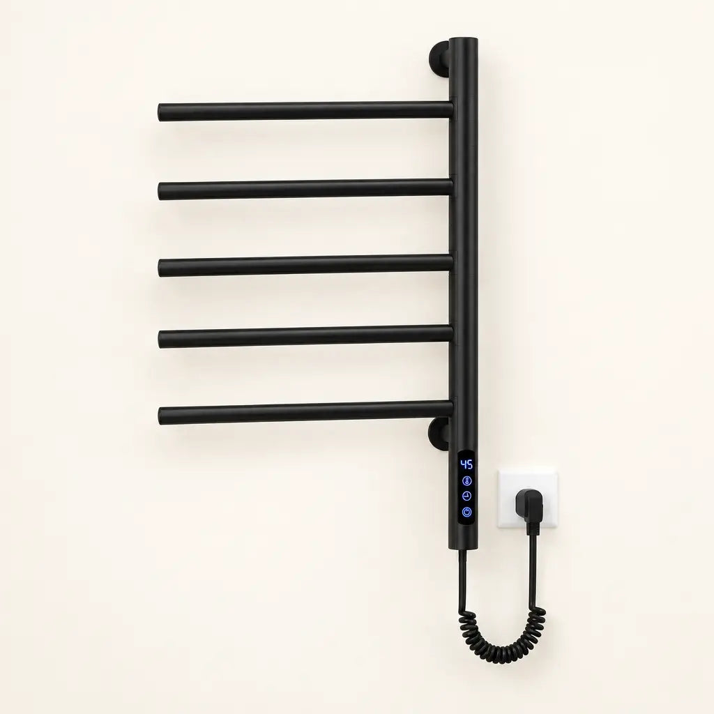 Sèche-serviettes rotatif Coreji – noir mat 5 barres