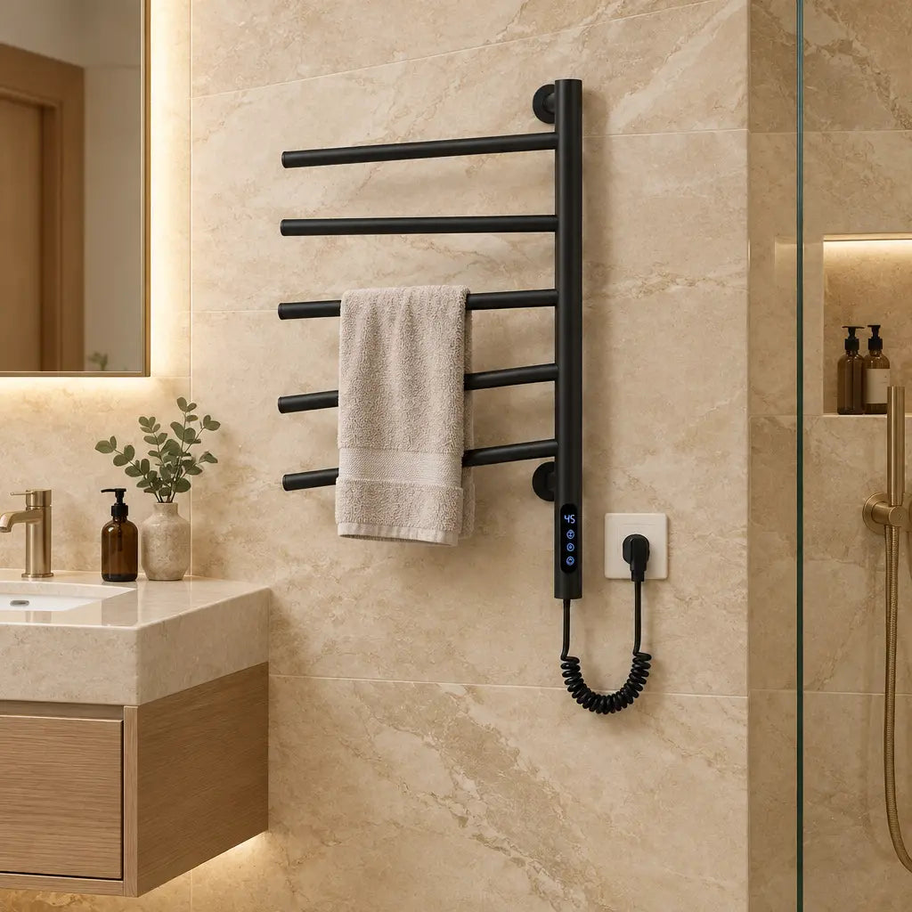 Sèche-serviettes rotatif Coreji dans une salle de bain