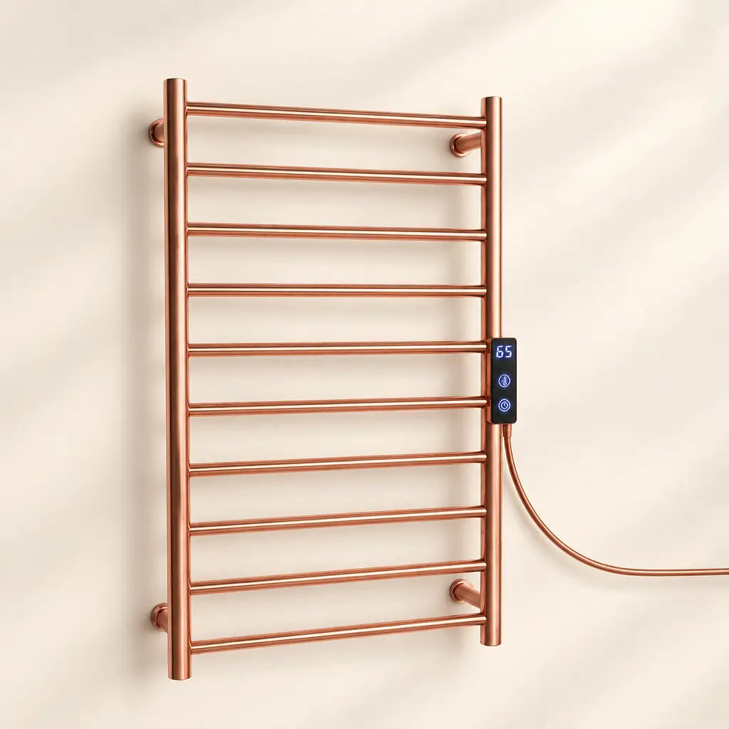 Sèche-serviettes Coreji 50 × 80 cm – rose gold, câble apparent