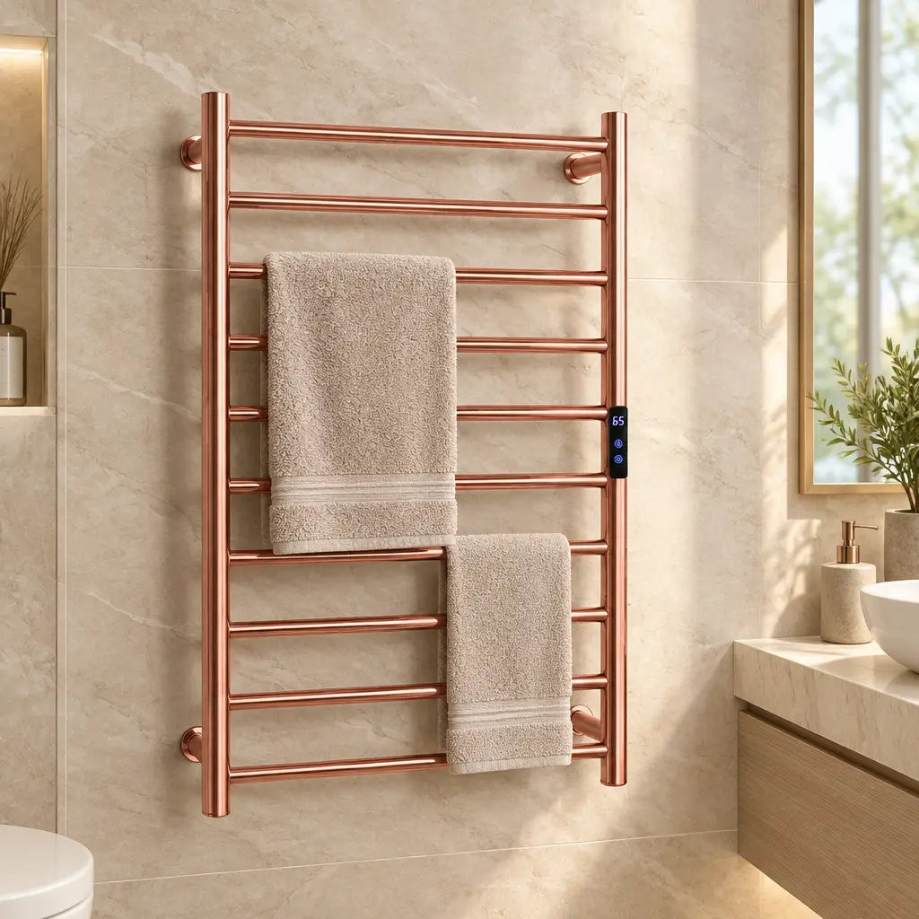 Sèche-serviettes Coreji 50 × 80 cm installé dans une salle de bain