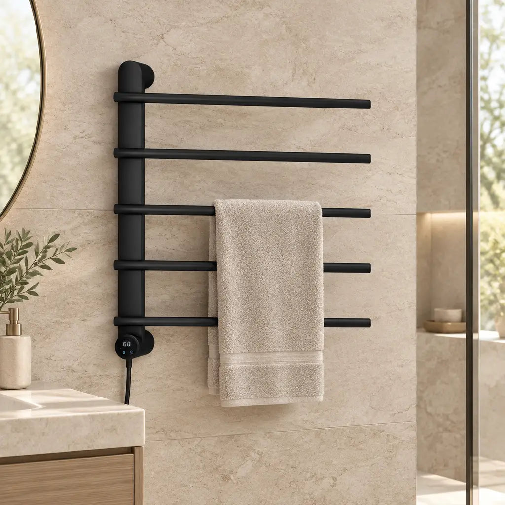 Sèche-serviettes électrique Coreji 5 barres dans une salle de bain