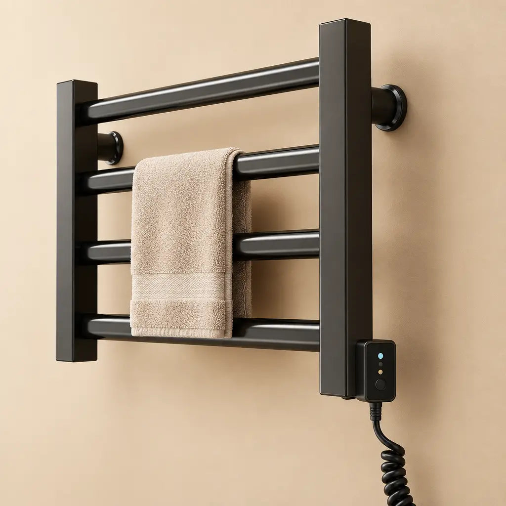 Détail des barres et fixations du sèche-serviettes compact Coreji